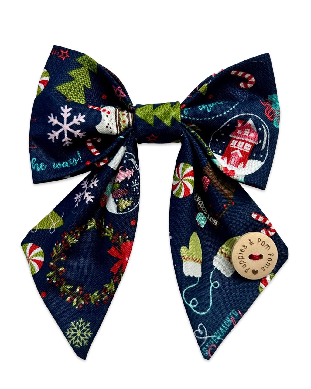 Handmade Christmas Sailer Bow - Merry Christmas Wishes