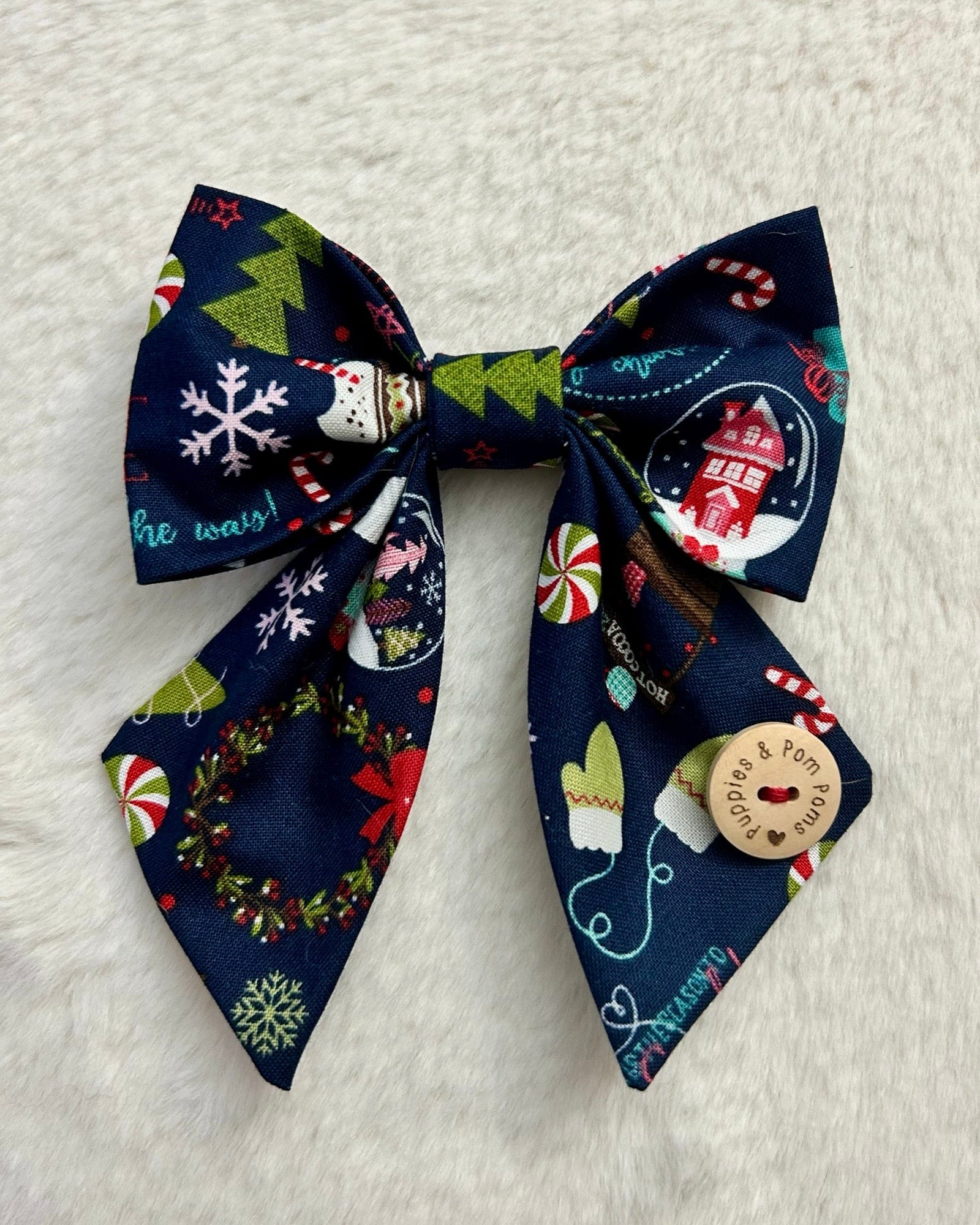 Handmade Christmas Sailer Bow - Merry Christmas Wishes